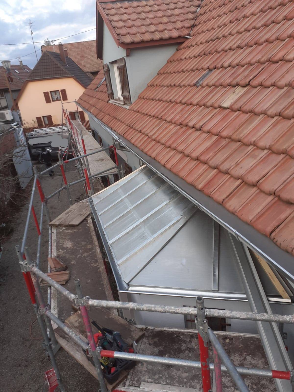 Toiture en joint debout en zinc